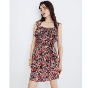 Madewell x Karen Walker Silk Floral Rosalie Ruffled Dress